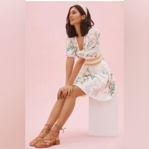 Anthropologie V Neck Embroidered Dress 1x